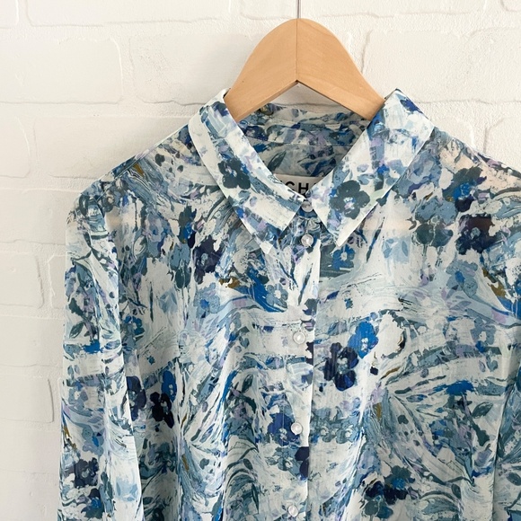 Anthropologie x ICHI IHNEALLY Shirt Boho Pleated Lightweight Blue M Oversized - Picture 10 of 16